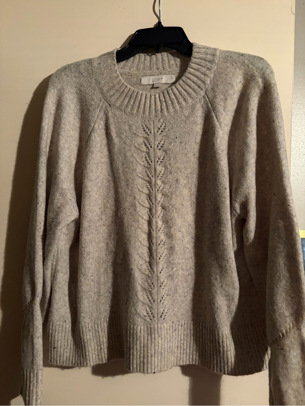 LOFT Crewneck Knit Sweater in Heather Gray